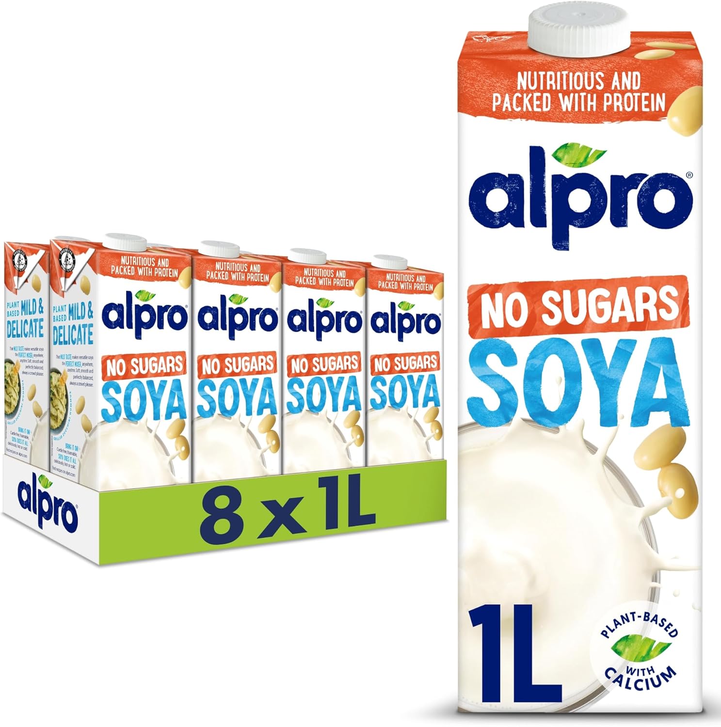 Alpro Soya No Sugars Plant-Based Long Life Drink Unsweetened Vegan Dairy Free &...