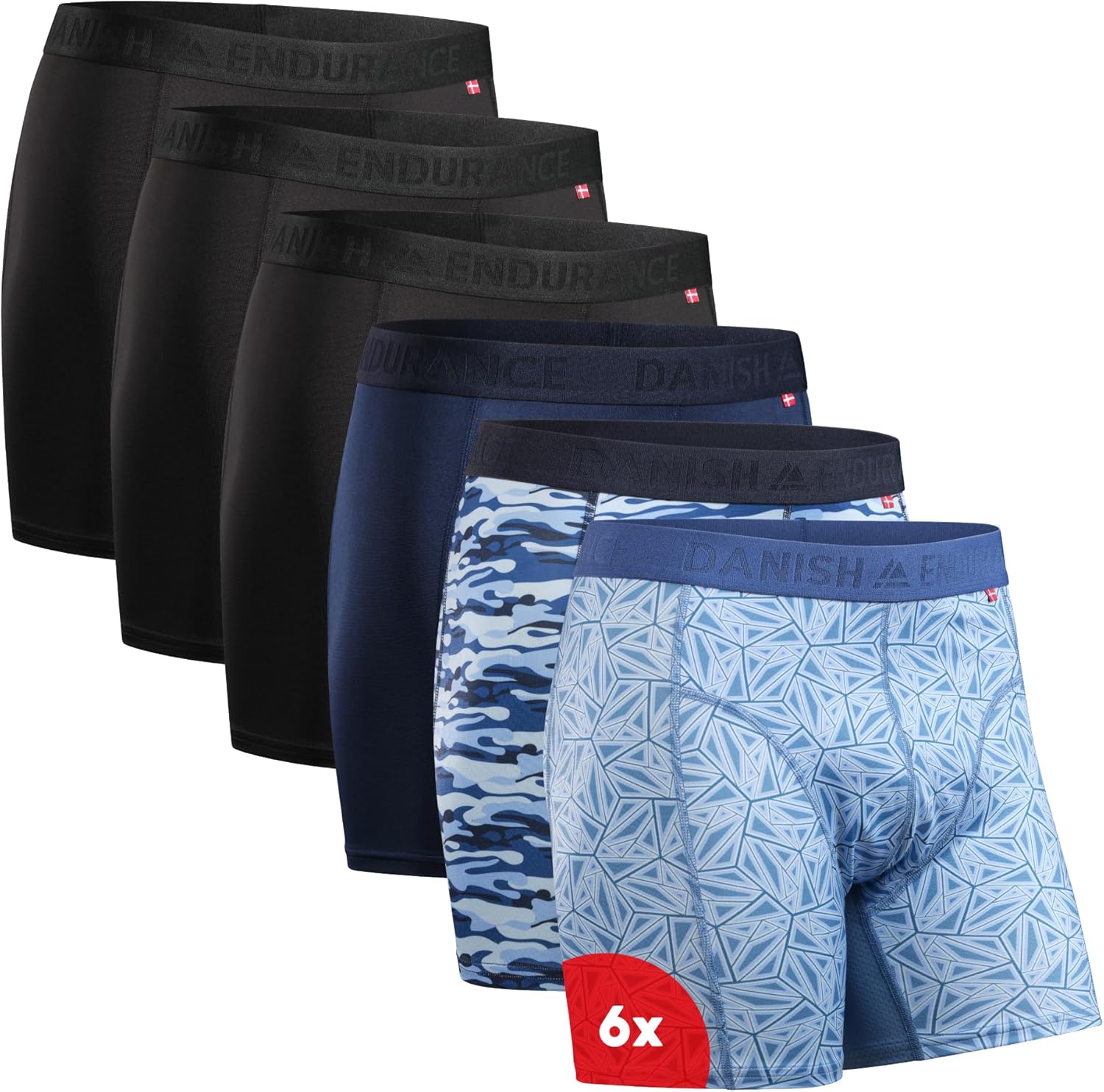 DANISH ENDURANCE Mens Boxers, Anti Chafing Underwear, Long Leg or Regular, Sport...