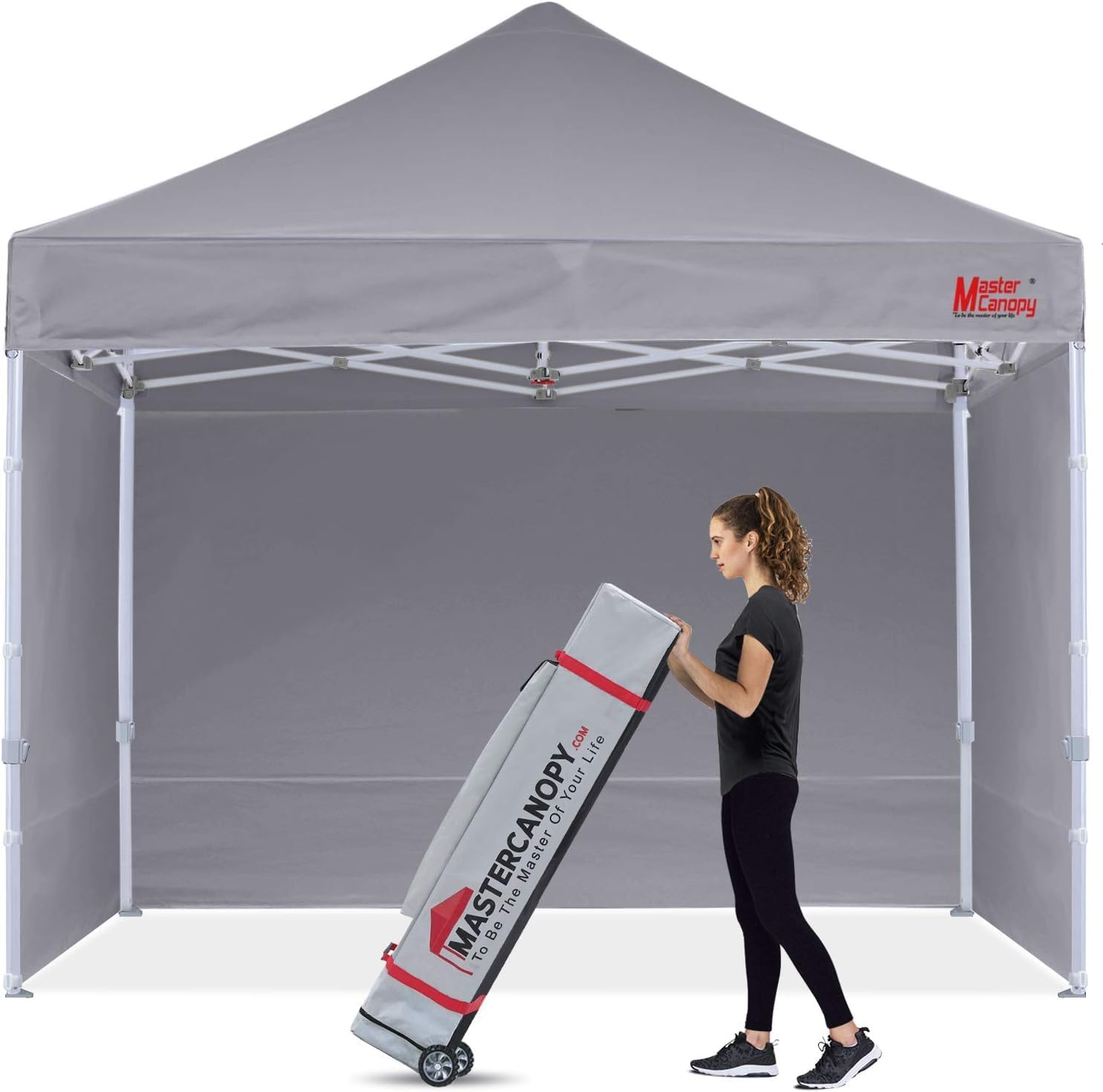 MasterCanopy Heavy Duty Pop-up Gazebo tent with Sidewalls (3x3M, Grey) 3x3M Grey