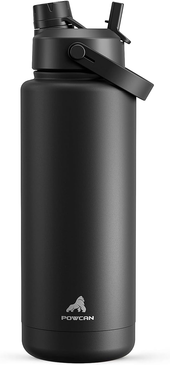 40 oz Insulated Water Bottle with 2-in-1 Straw and Spout Lid, Keep Cold 24H, Lea...