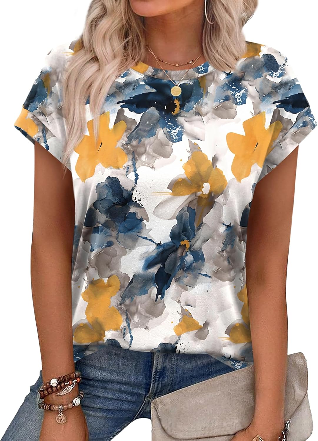 Alaroo Women's Summer Tops, Special Short Sleeve Shirts with Crew Neck, Trendy T...