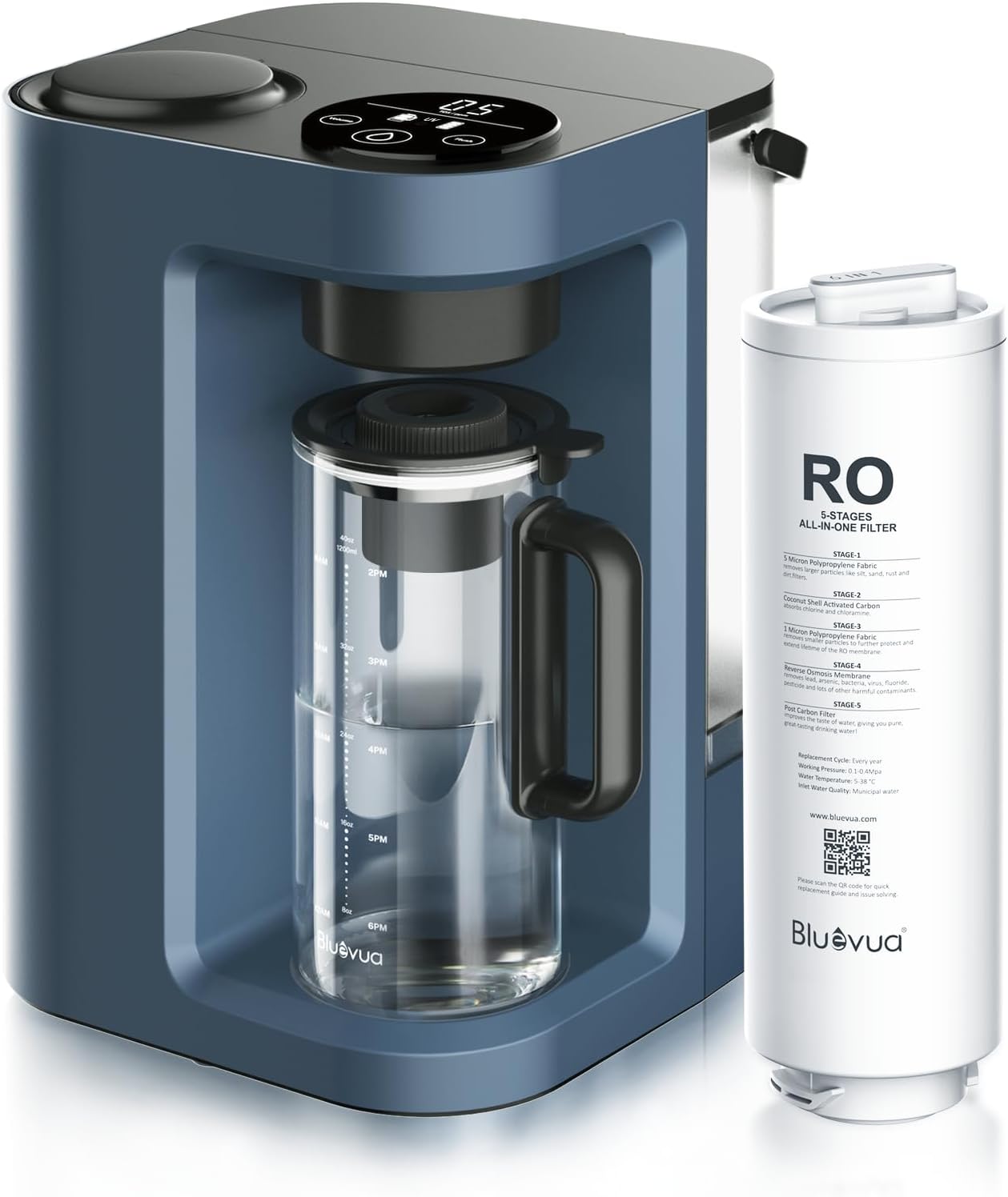 Bluevua RO100ROPOT-Lite(UV) Countertop Reverse Osmosis Water Filter System, 7-St...