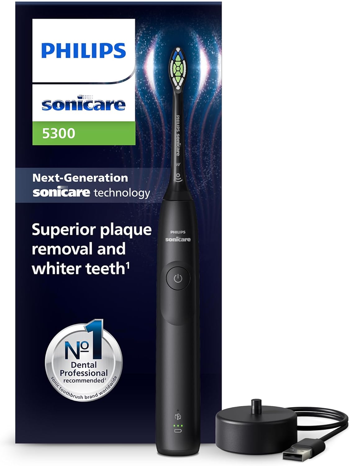 Philips Sonicare 5300 Electric Toothbrush, Sonic Toothbrush with 2 Intensity Lev...