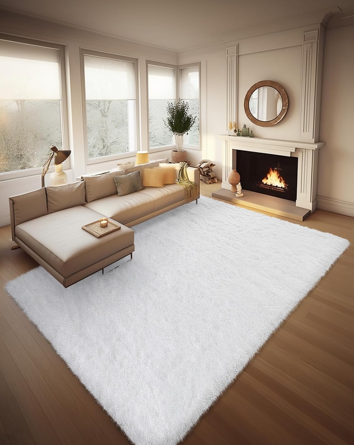 High-Quality Ophanie 8x10 White Area Rugs, Special Rugs for Living Room, Premium...