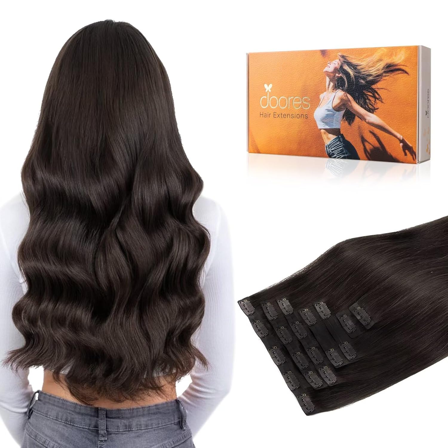 DOORES Clip-in Hair Extensions, Special Seamless Invisi Edge Hair Extensions for...