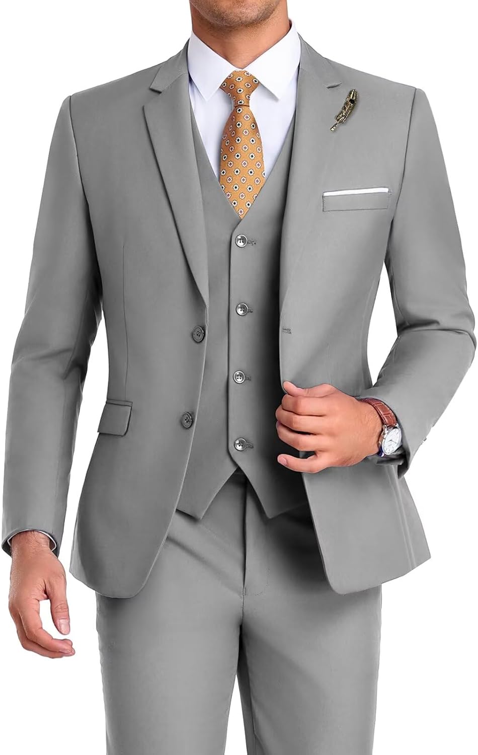 Men Suit 3 Pieces, High-Quality Slim Fit Groomsmen Attire, Special 2 Buttons Bus...