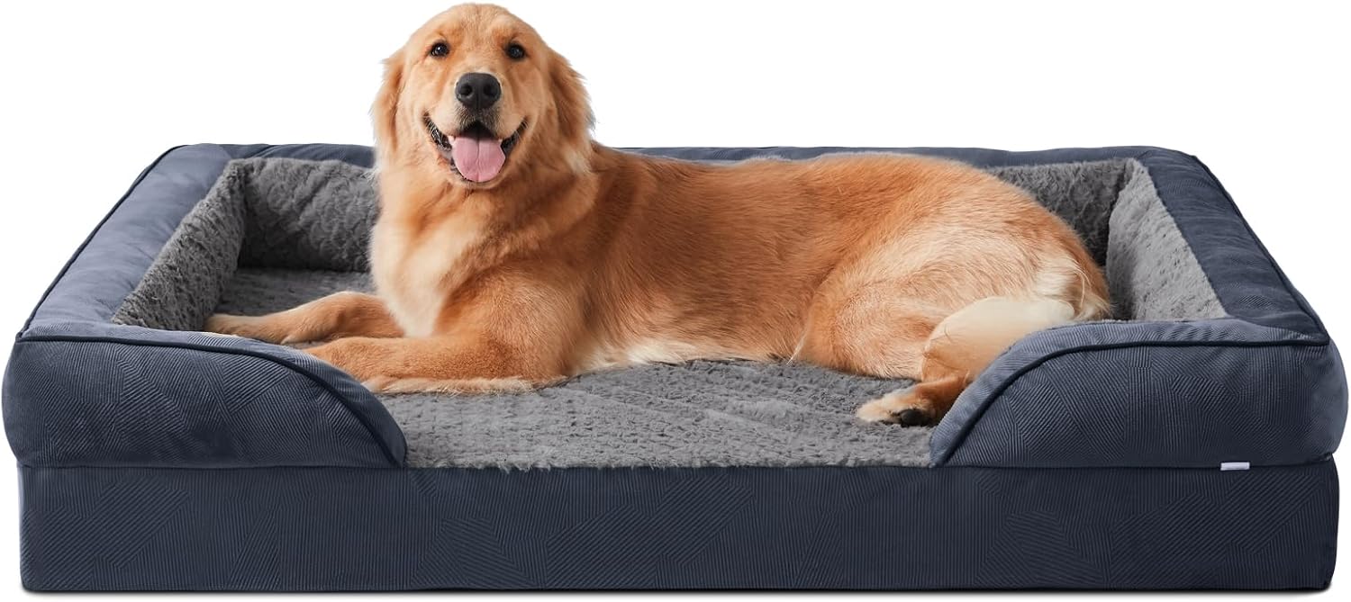 JOEJOY Extra Large Dog Bed, Orthopedic Memory Foam Dog Beds, Washable Dog Bed, G...