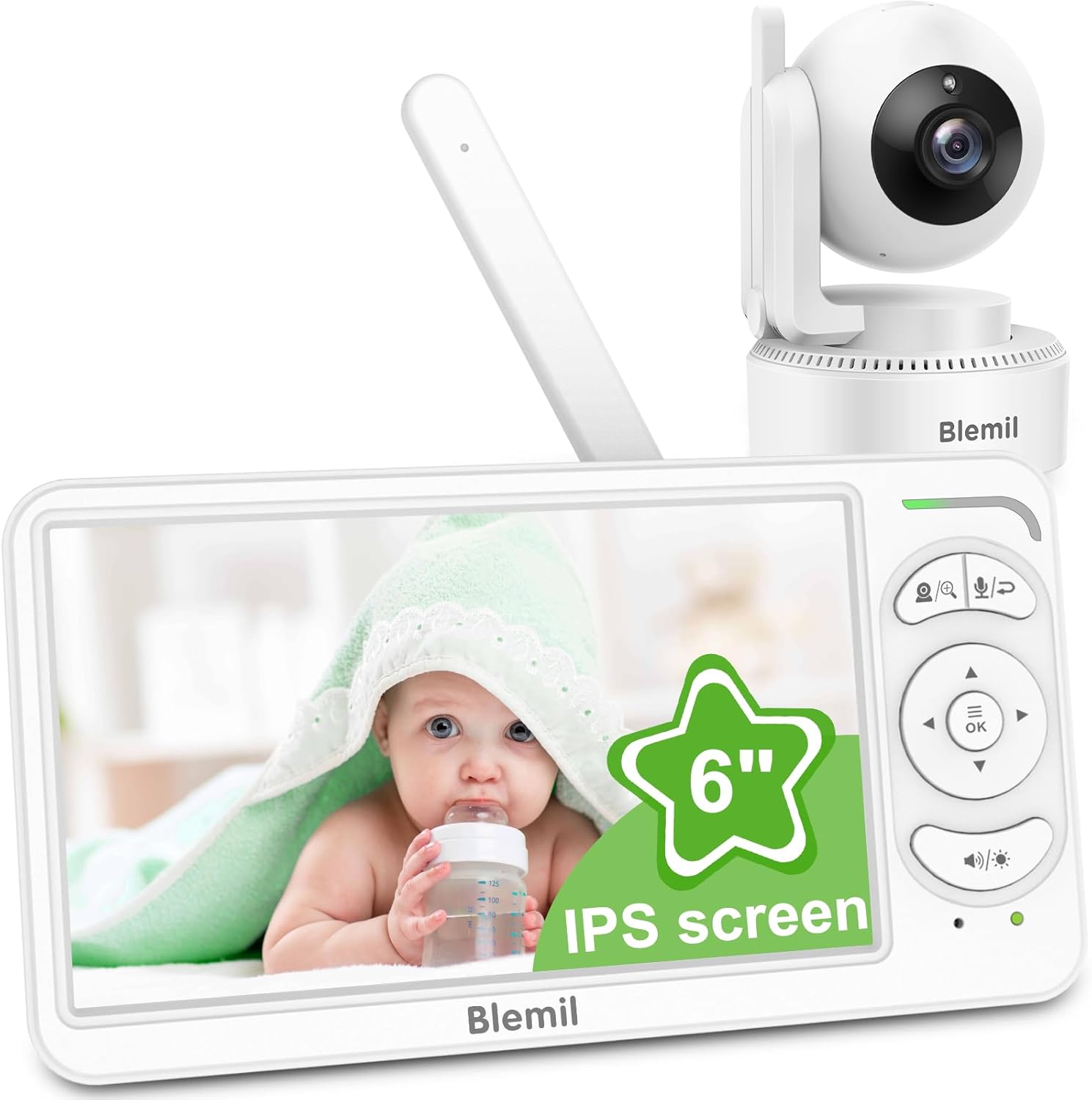 Blemil BabyMonitor with Camera and Audio, 6'' IPS...
