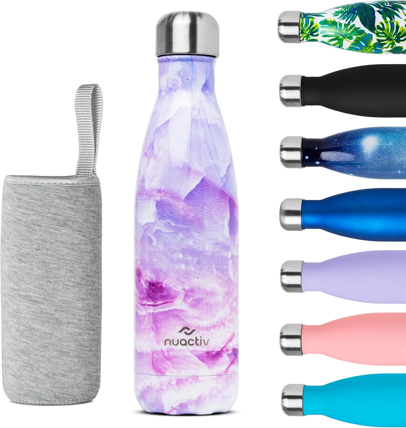Nuactiv Stainless Steel Water Bottle, Vacuum Insulated, 12hrs Hot & 24hrs Cold D...