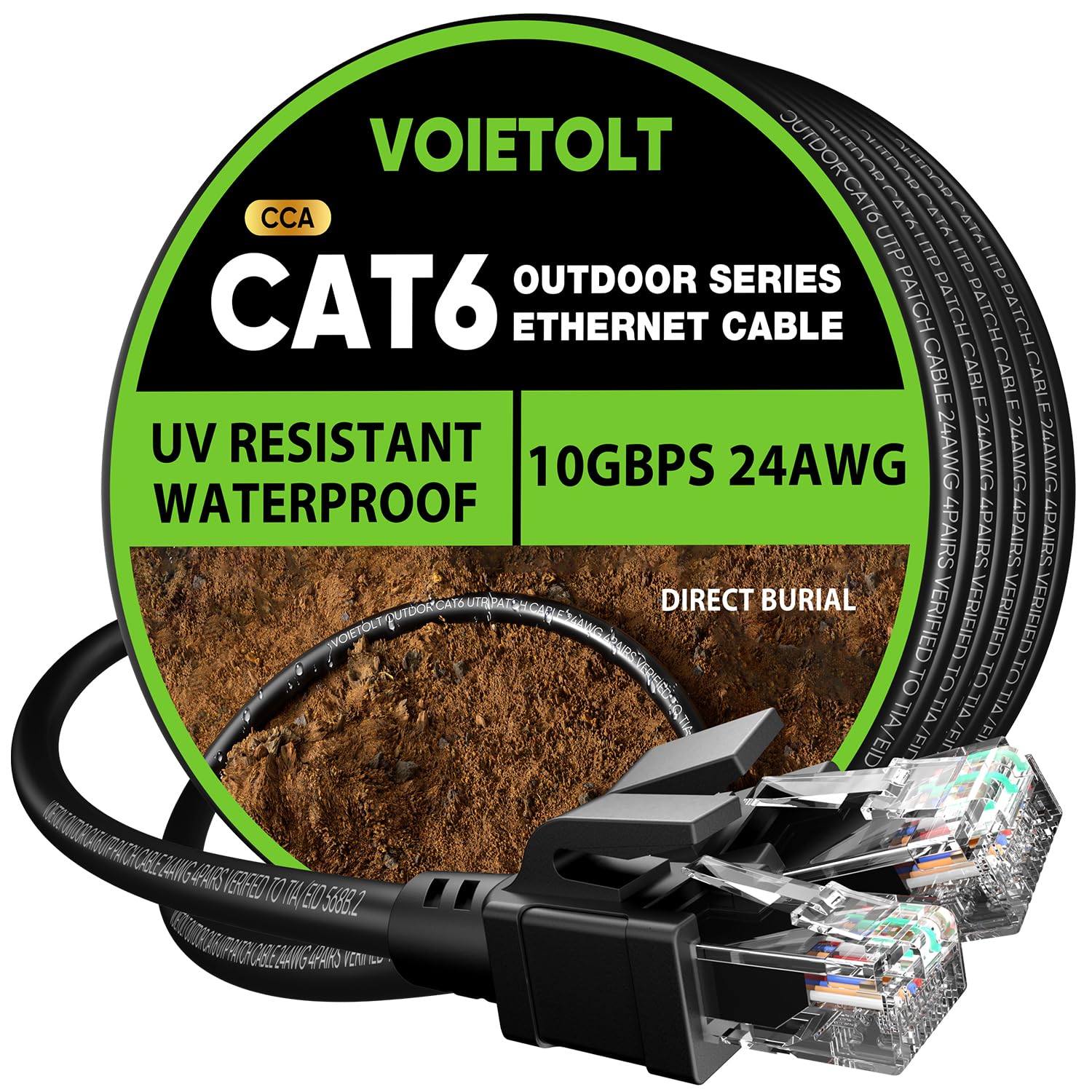 VOIETOLT Ethernet Cable, Special Outdoor Cat 6 Ethernet Cable with Water Resista...
