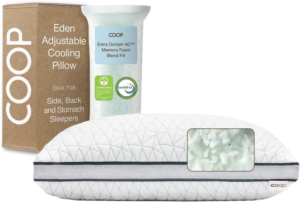 Coop Home Goods Eden Cool Adjustable Pillow, King Size - Adjustable Memory Foam...