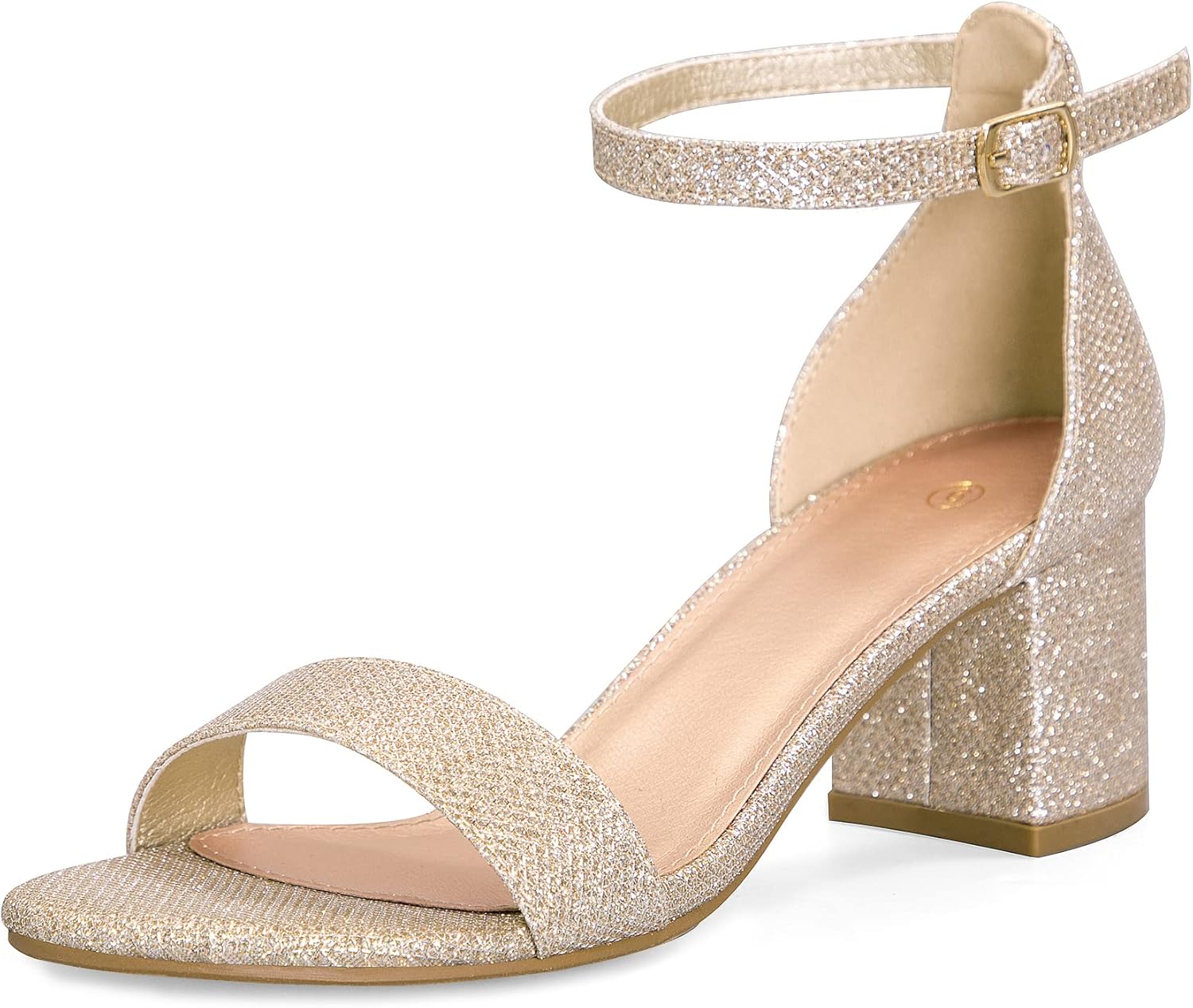 mysoft Women's Chunky Low Heels Open Toe Block Heeled Dress Ankle Strap Pump Wed...