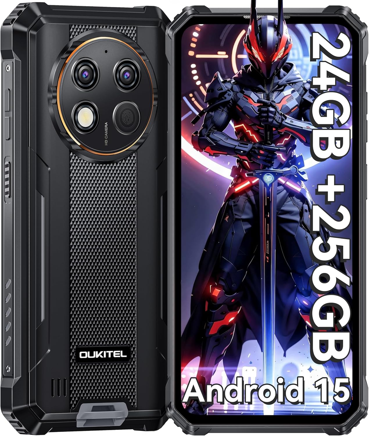 OUKITEL G1 Rugged Smartphone - Android15, 24GB RAM+256GB ROM+1TB,10600mAh Batter...