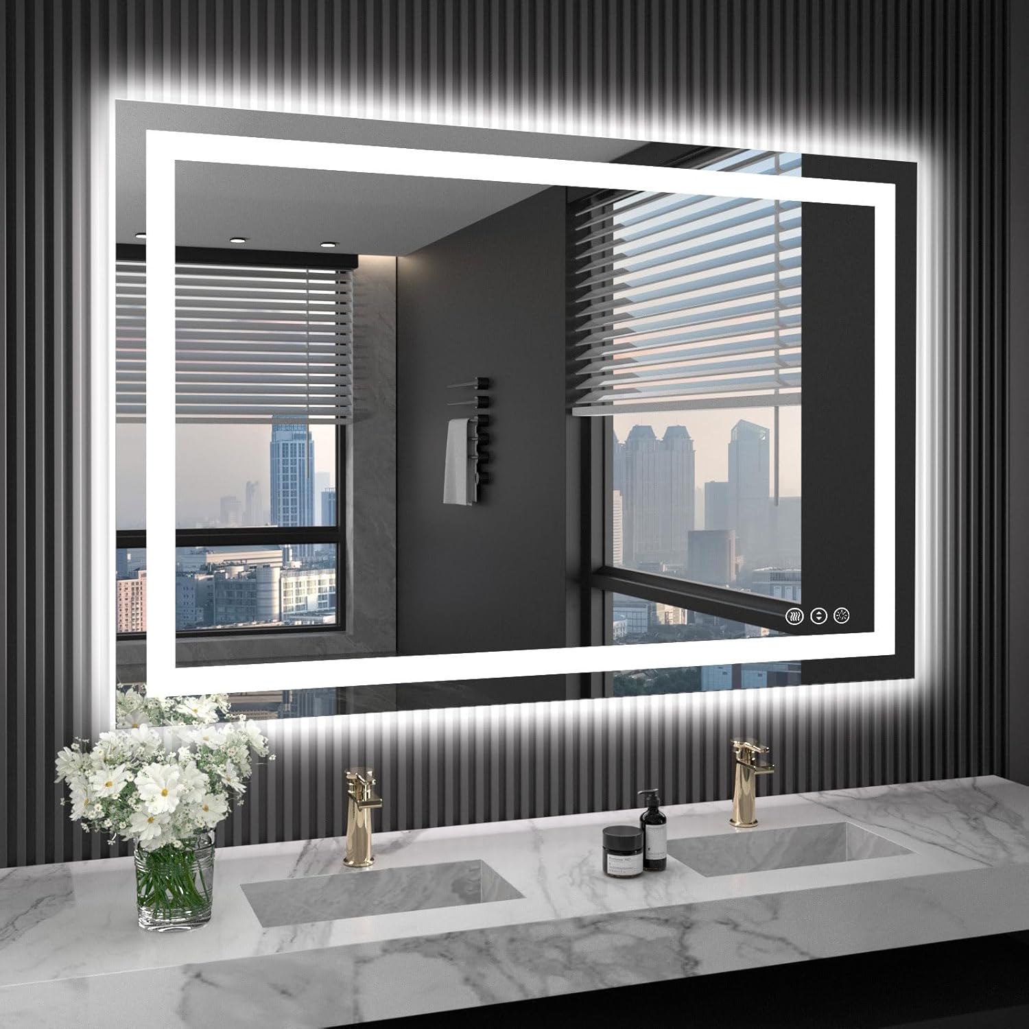 LOAAO LED Bathroom Mirror, Special Mirror with Anti-Fog Technology, Innovative D...