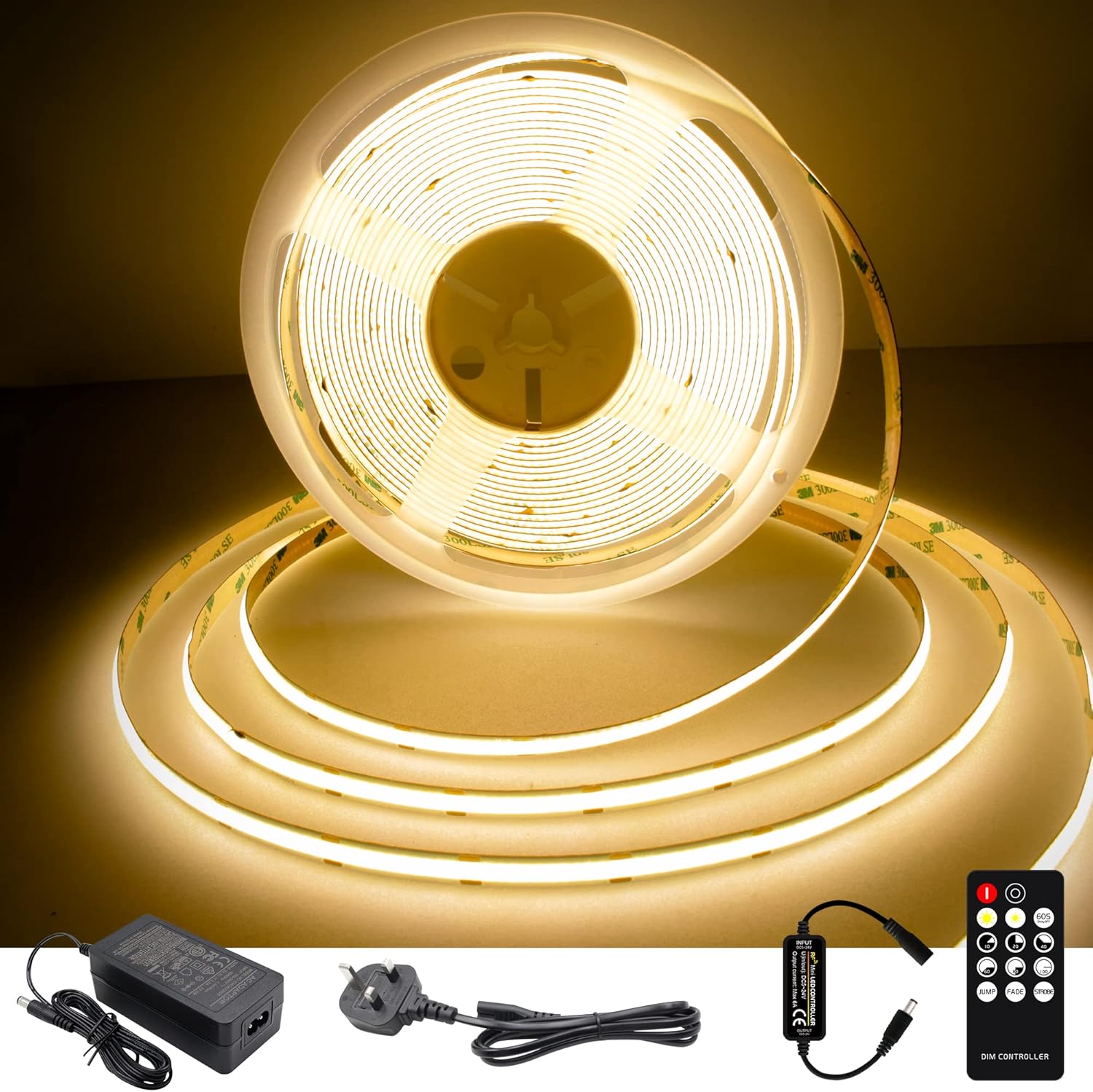 TTWAY COB LED Strip Lights 2700K, Dimmable LED Strip Kit, Super Bright 24V LED T...