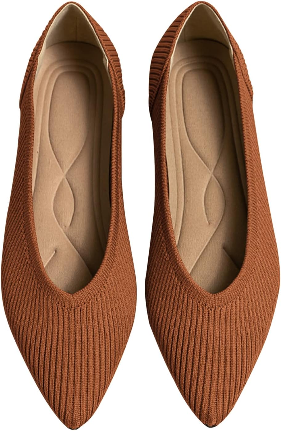 Women's Flats Shoes, Unique Pointed Toe Knit Flats, Comfortable Dressy Slip On S...