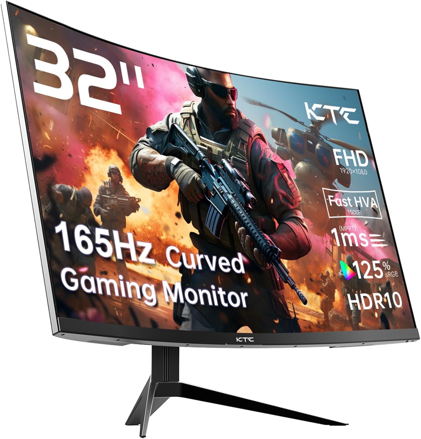 KTC 32 Inch FHD 1080p Curved Gaming Monitor - VA 1500R Curved Monitor, 165Hz 1ms...