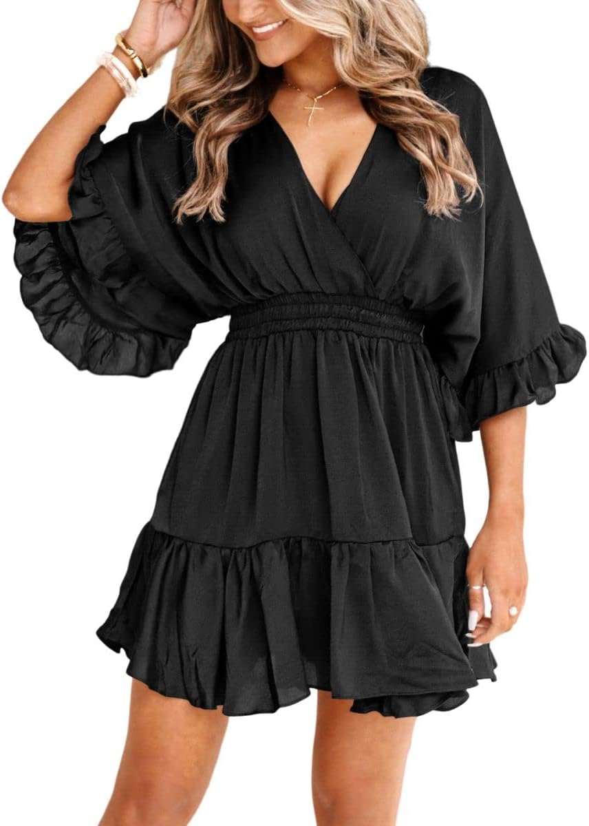 Aoysky Women's V Neck Casual Dress, Special Summer Wear with Loose High Waist, I...