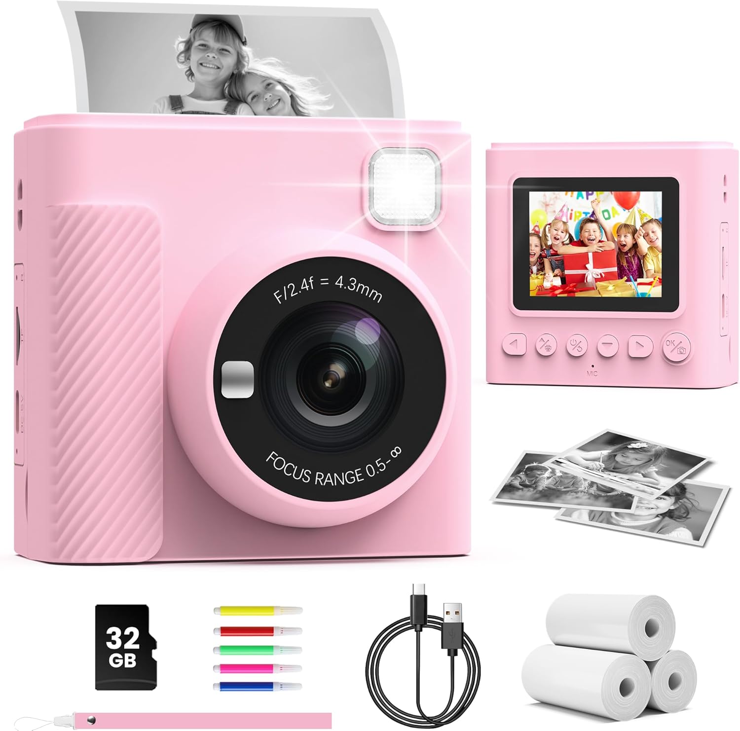 TIATUA Kids Camera, Unique Instant Print Camera for Children, Innovative 2.4'' I...