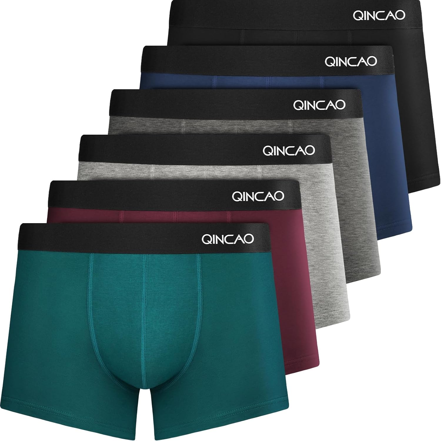 QINCAO Boxer Shorts Mens 6 Pack, No Itchy Labels, Cotton Underwear Retro Trunks,...