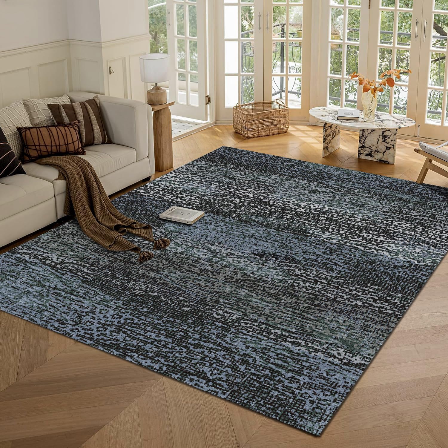 Innovative Washable Area Rug, High-Quality 1/6 Inch Thick Stain Resistant Rug, D...