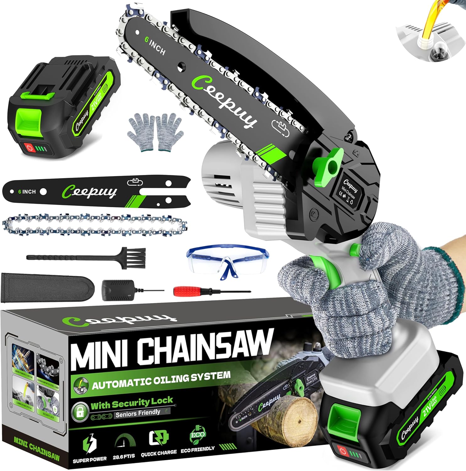 High-Quality Mini Chainsaw Cordless, [2025 Upgraded] Special Portable Electric C...