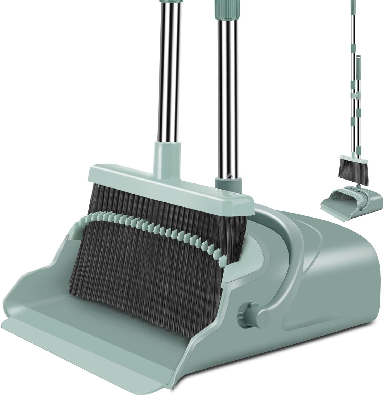 kelamayi Upgrade Broom and Dustpan Set, Large Size and with Long Handle, Upright...