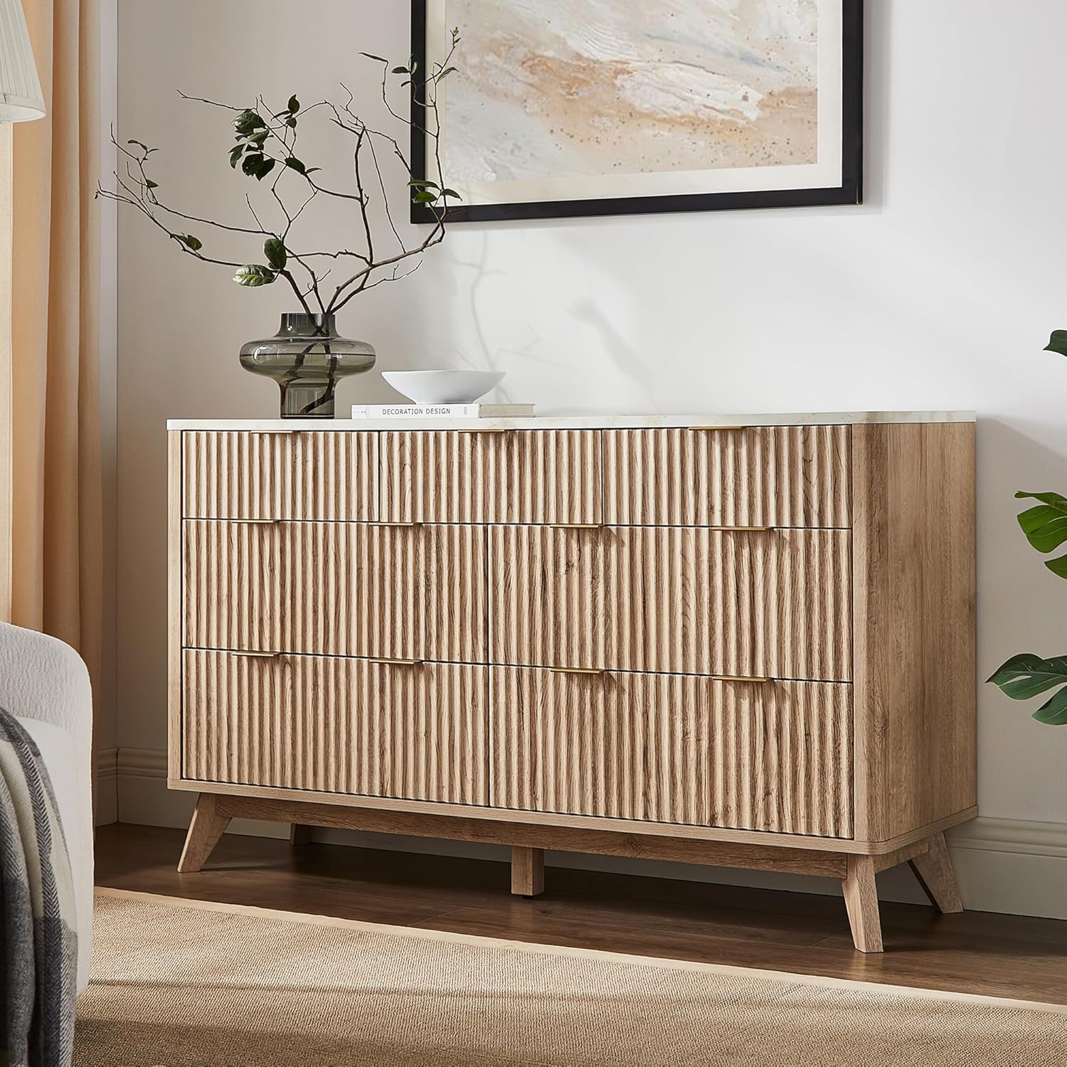 T4TREAM 7 Drawers Dresser, Special Modern Chest of Drawers with Faux Marble Top,...