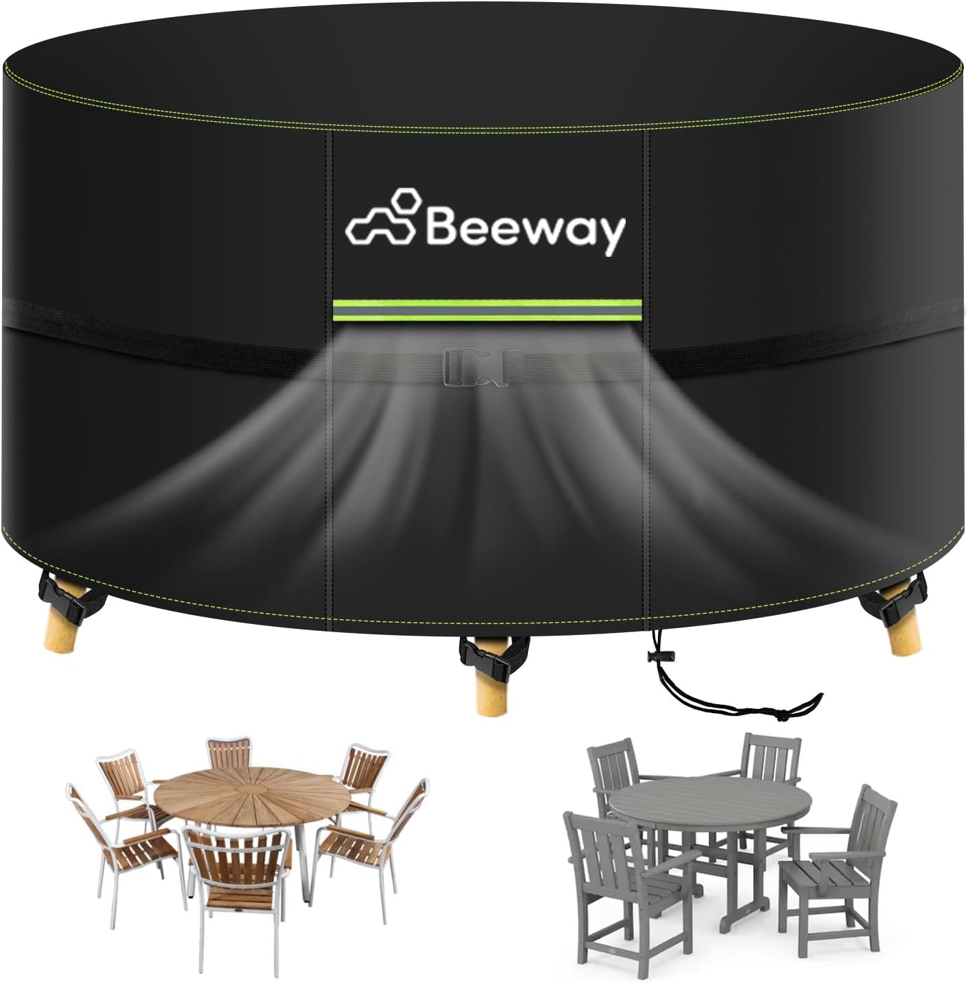 BEEWAY Garden Table Cover, Premium Waterproof Patio Furniture Cover with Air Ven...