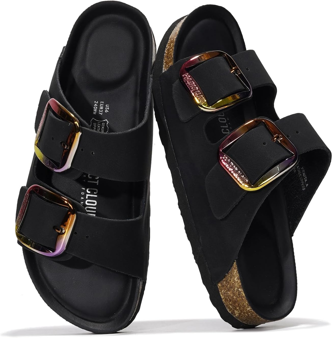 Project Cloud Genuine Leather Flat Sandals, Comfortable Beach Essentials Womens...