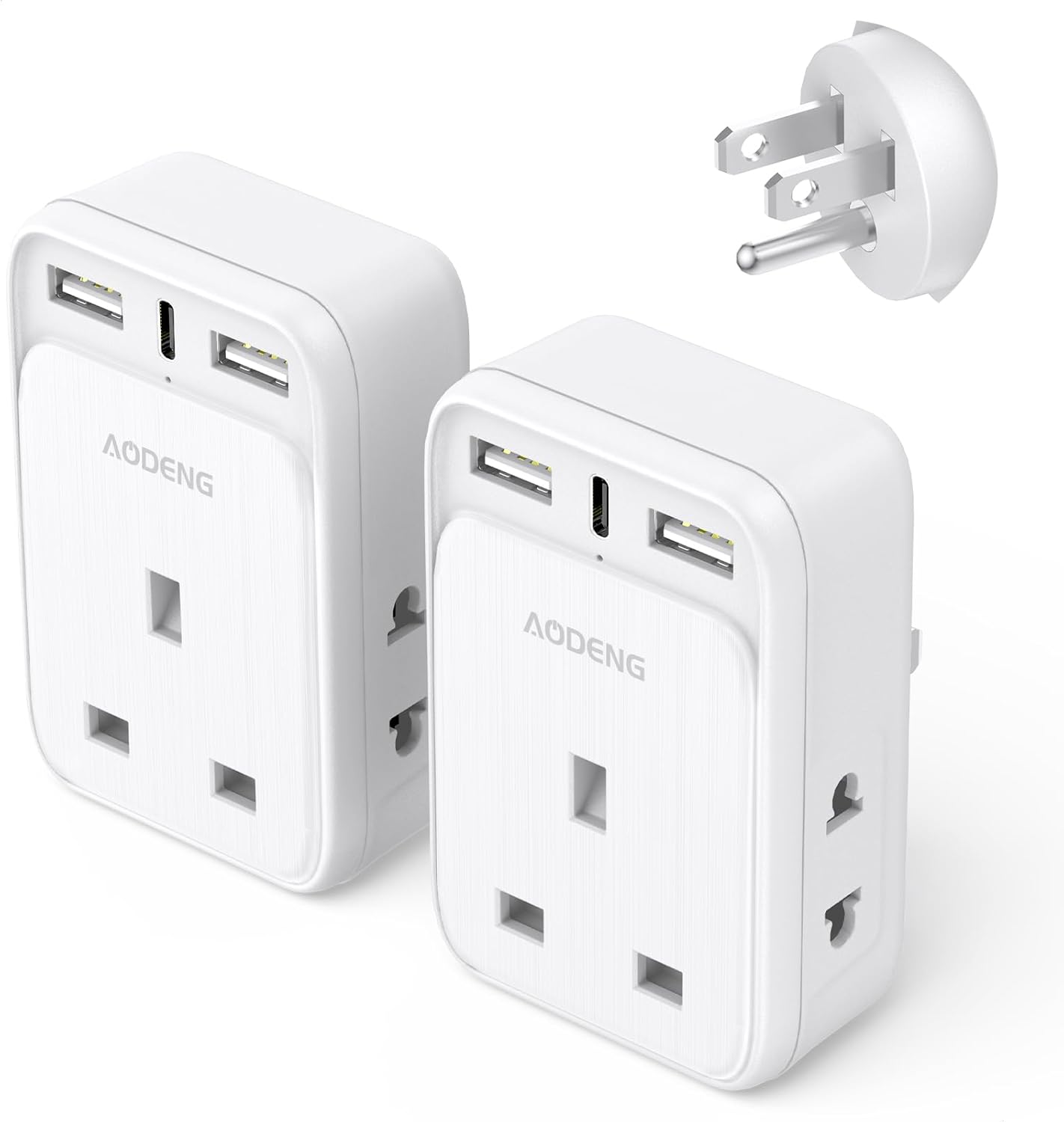 UK to US Plug Adapter 2 Pack, AODENG USA Travel Adapter with 2 Shaver Adapter, 1...