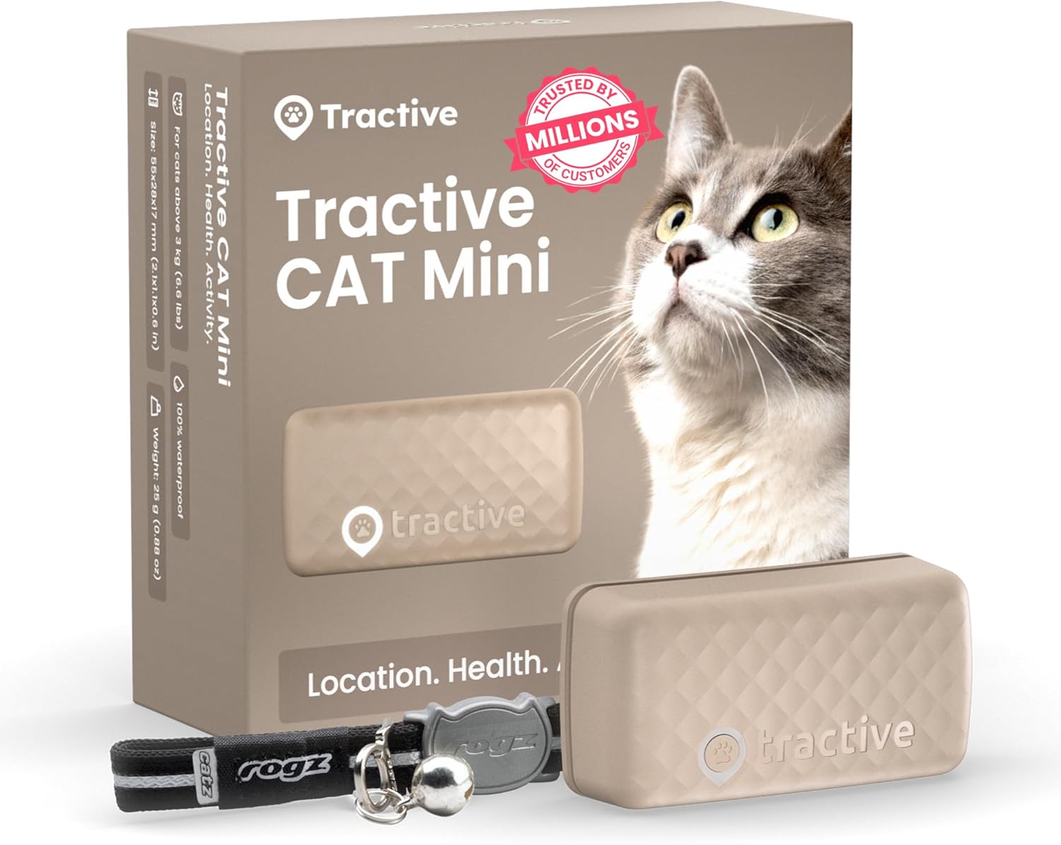 Tractive Smart Cat Tracker Mini | #1 Cat GPS | Real-Time Location Tracking | Ter...