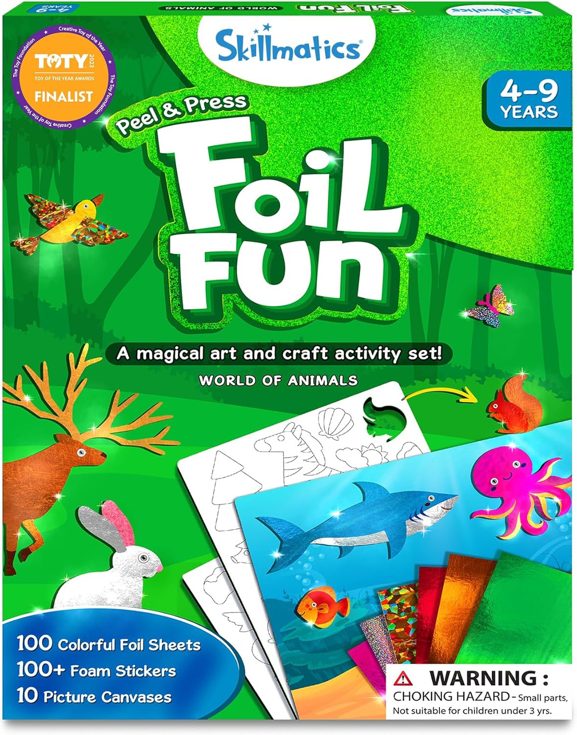 Skillmatics Foil Fun - Animals, No Mess Art for Kids, Travel Toys, Craft Kits, D...