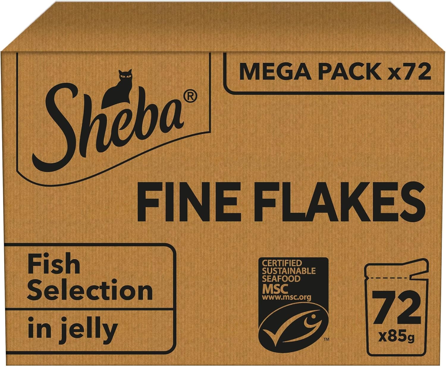SHEBA - Adult Wet Cat Food Pouches - 72 x 85 g - Fish Collection - Bulk Cat Food...