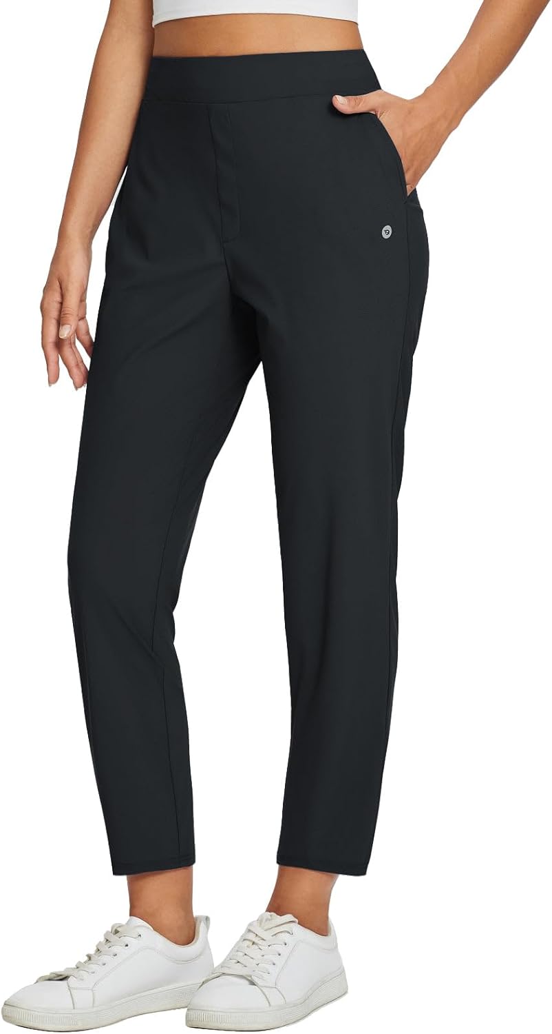 baleaf Womens Travel Pants Lightweight Stretch with Zipper Pockets Petite Ankle...