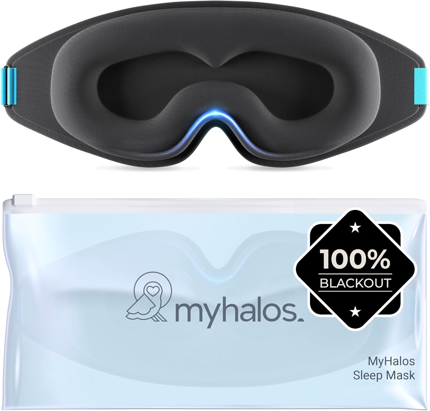 MyHalos® 100% Blackout Sleep Masks for Women & Men - Zero Eye Pressure Eye Mask...