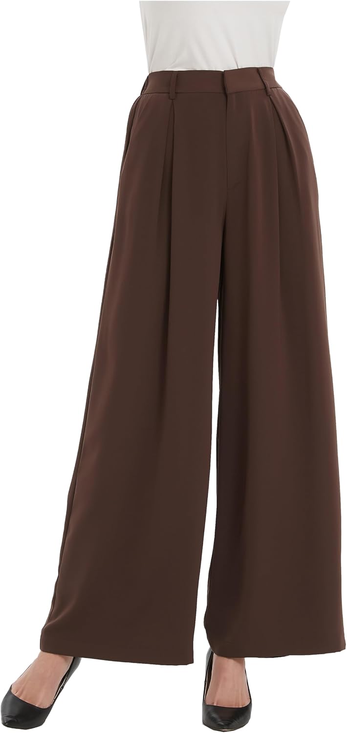 Tronjori Women's Pants, Unique High Waist Casual Trousers, Innovative Wide Leg L...