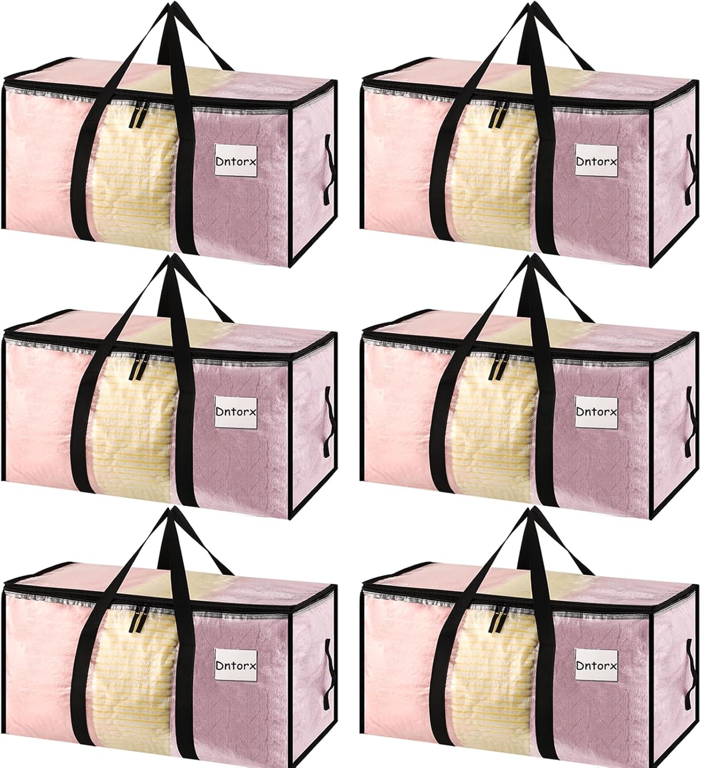 Dntorx 6 Pack Large Clothes Storage Bags with Lids Transparent Moving Bags Heavy...