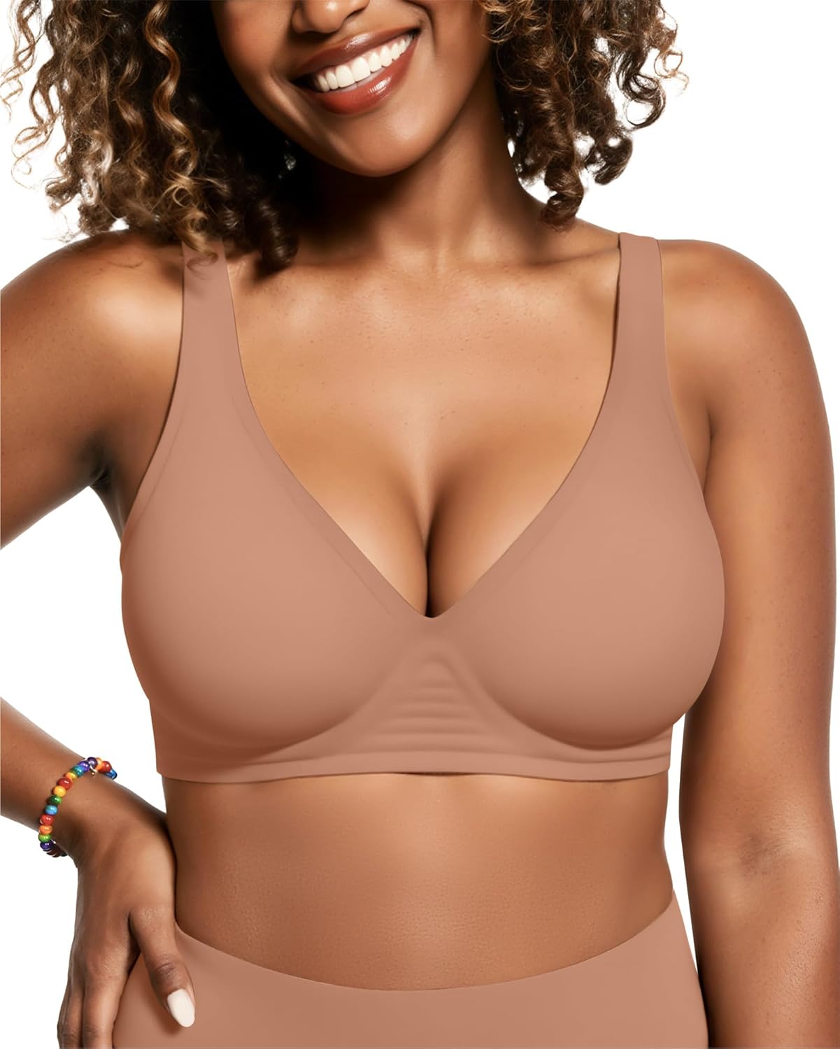 OEAK Womens Deep V Bras, Special Wireless Comfortable Bra Supportive, Affordable...