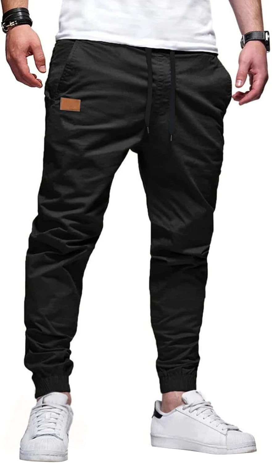 JMIERR Mens Casual Joggers Pants - Cotton Drawstring Chino Cargo Pants Hiking Ou...