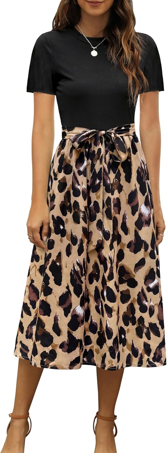 Elegant Zattcas Women 2025 Summer Dress, Sophisticated Short Sleeve Midi Dress f...