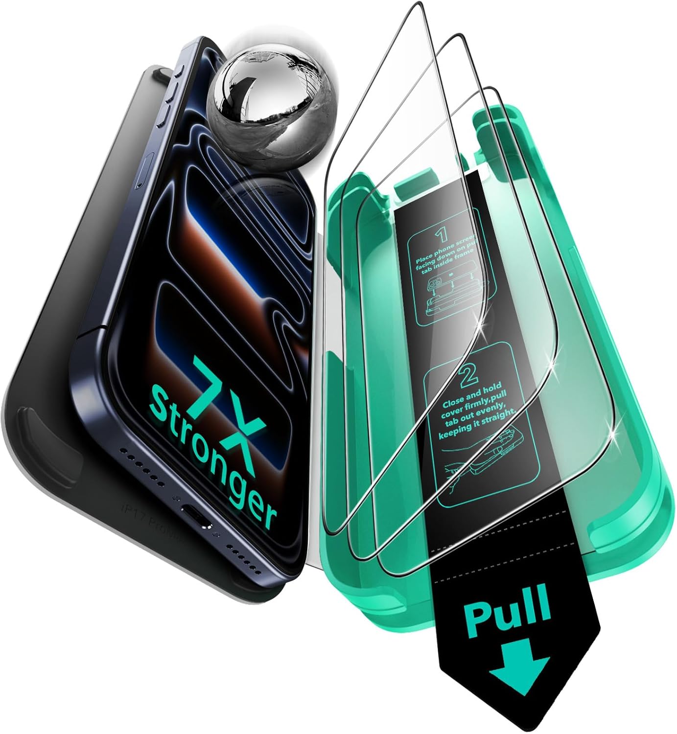 ESR 3 Pack 9H+ Glass for iPhone 17 Pro Max Screen Protector, [Military-Grade Sha...