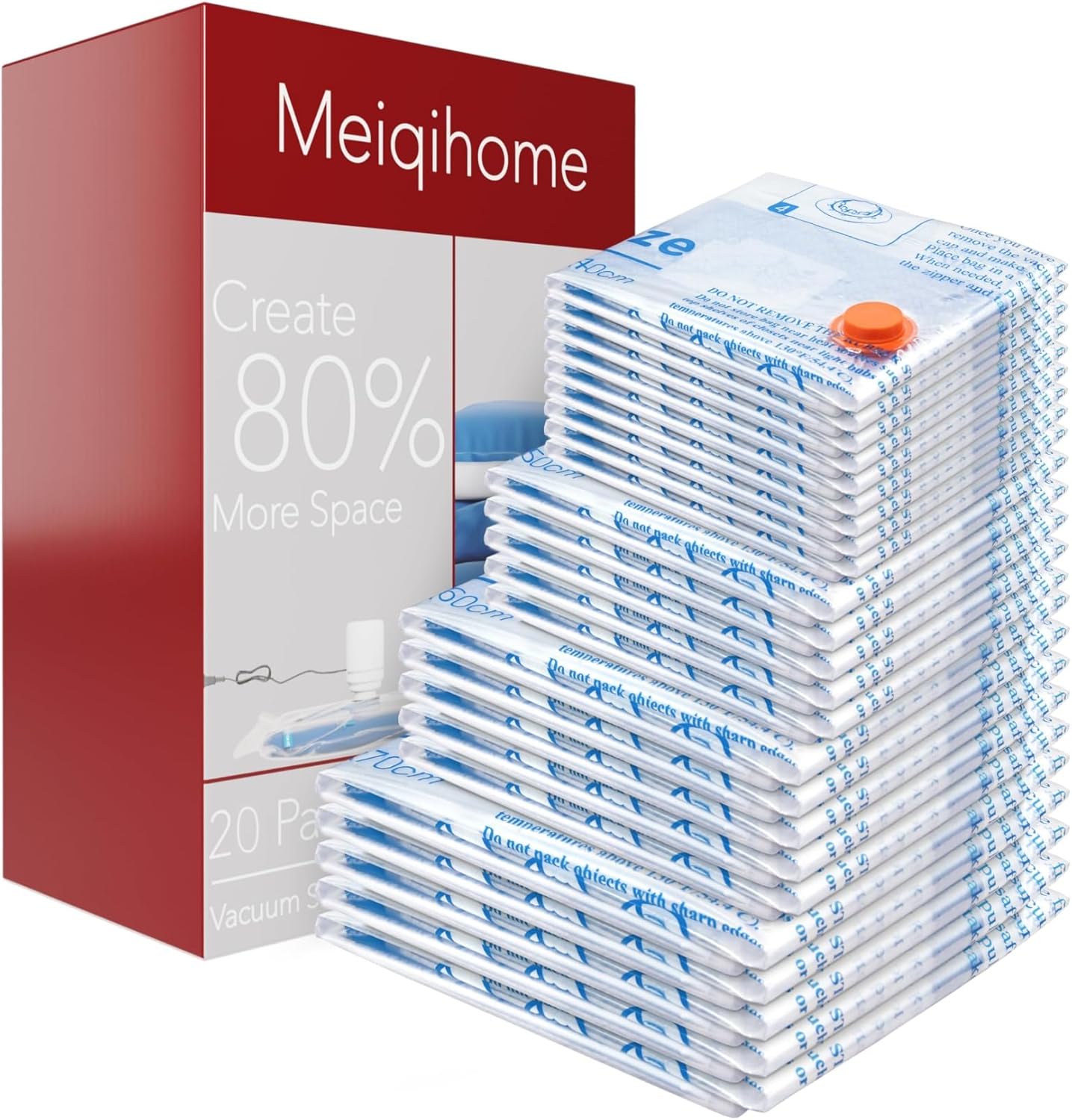 Vacuum Storage Bags 20 Pack,4 Jumbo, 4 Large, 4 Midium, 4 Small,4 Roll Bags Spac...