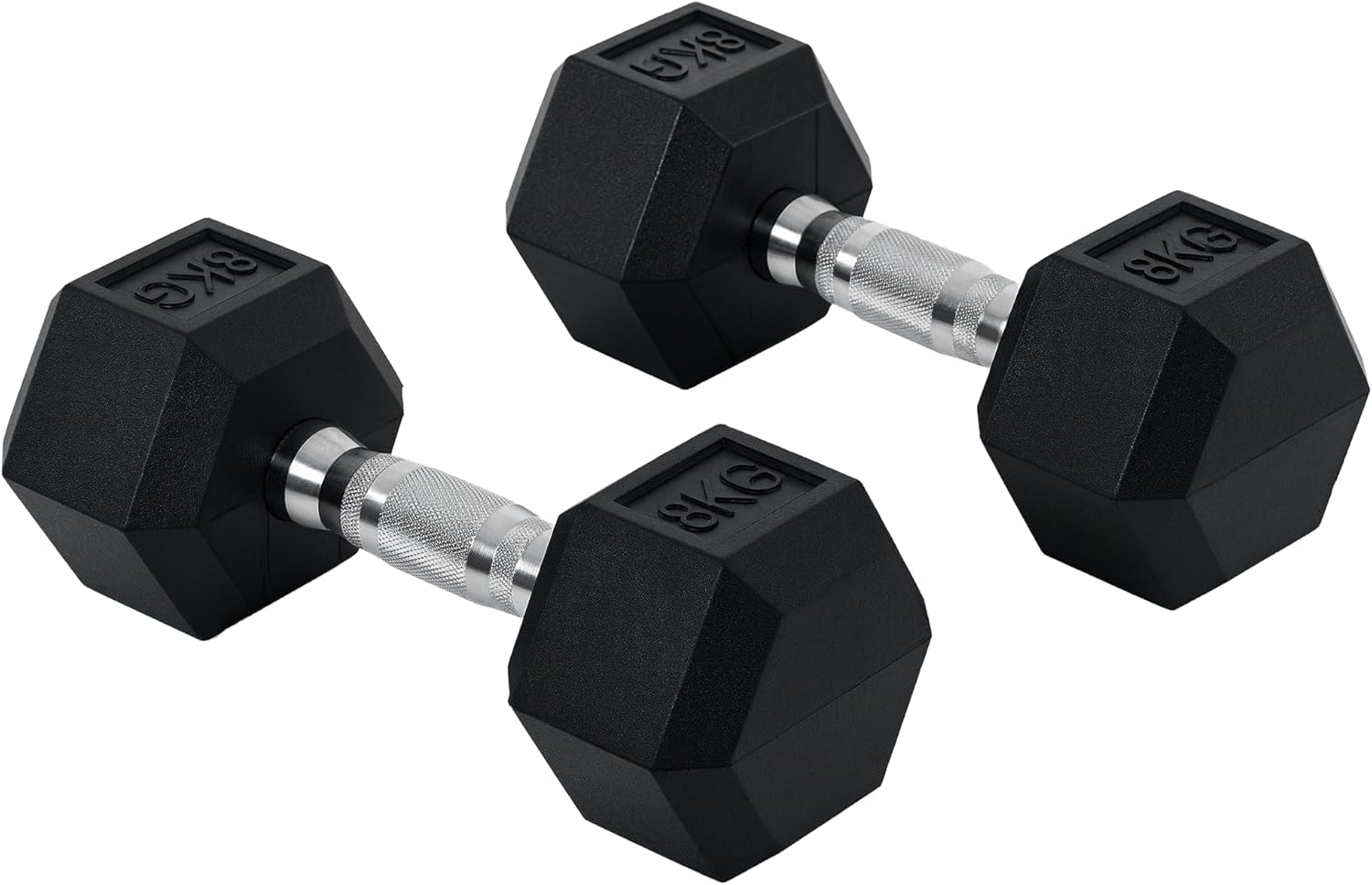 HOMCOM 2x4kg/2x5kg/2x6kg/2x8kg/2x10kg Rubber Dumbbell Sports Hex Weights Sets Ho...
