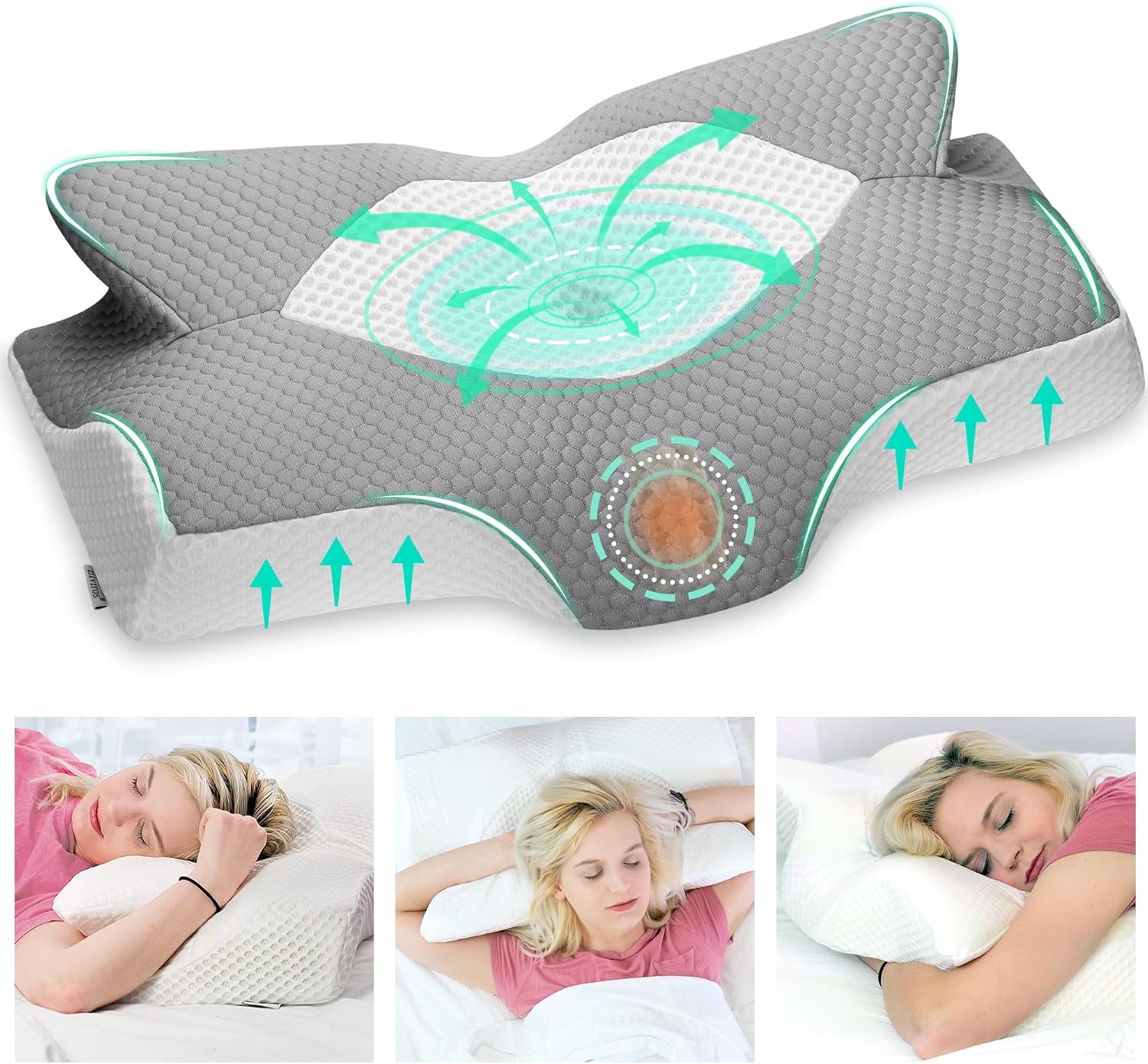 Elviros Cervical Memory Foam Pillow for Neck Pain Orthopedic Neck Pillow for Sho...