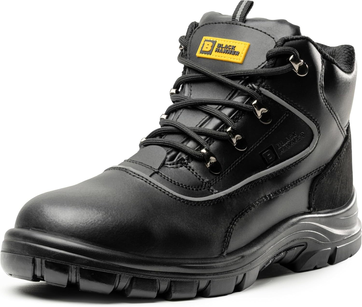 Black Hammer Mens Safety Boots, Special Steel Toe Cap Work Shoes, Innovative Ank...