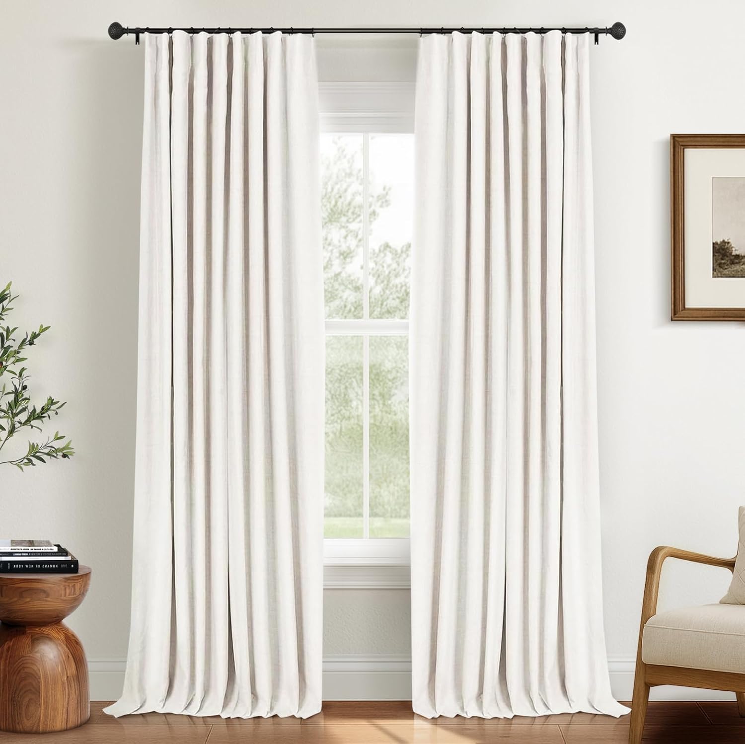 INOVADAY 100% Blackout Curtains for Bedroom, Black Out Curtains 90 Inch Long, Cl...