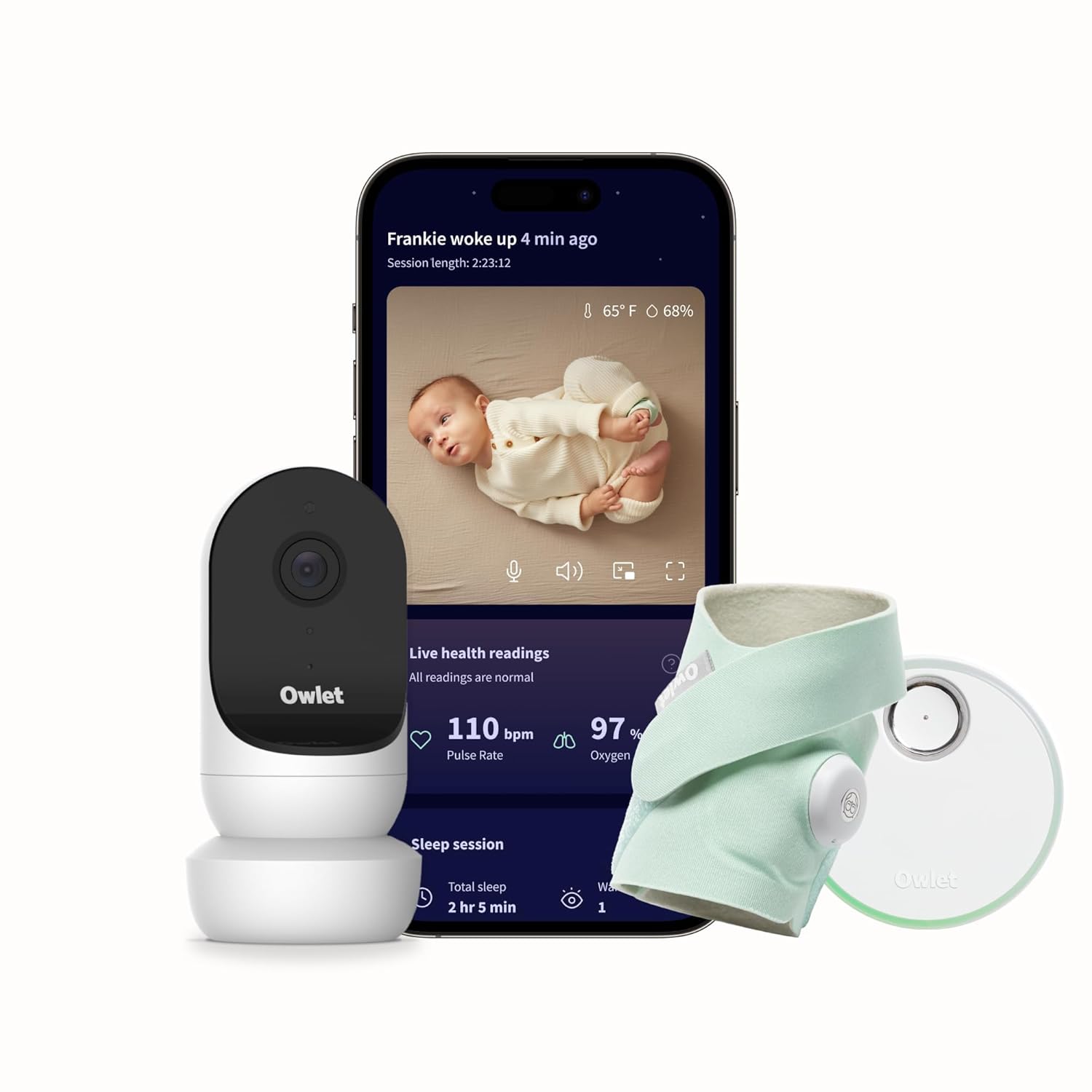 Owlet® Dream Duo Smart Baby Monitor: FDA-Cleared Dream Sock® Plus Owlet Cam 2- T...