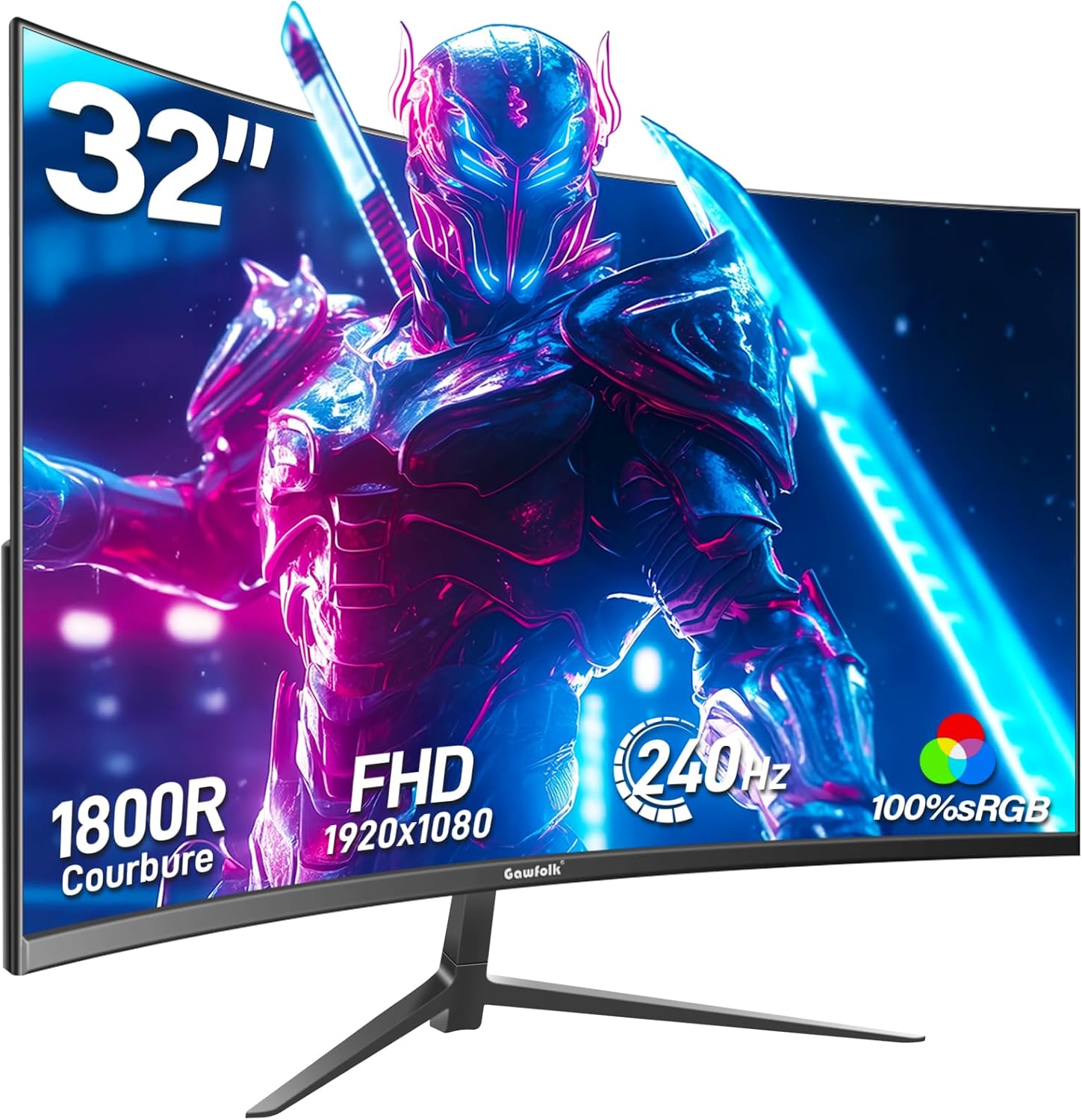 Gawfolk 32 Inch Curved Gaming Monitor 240Hz, 1800R PC Monitor Full HD 1080P, Ult...