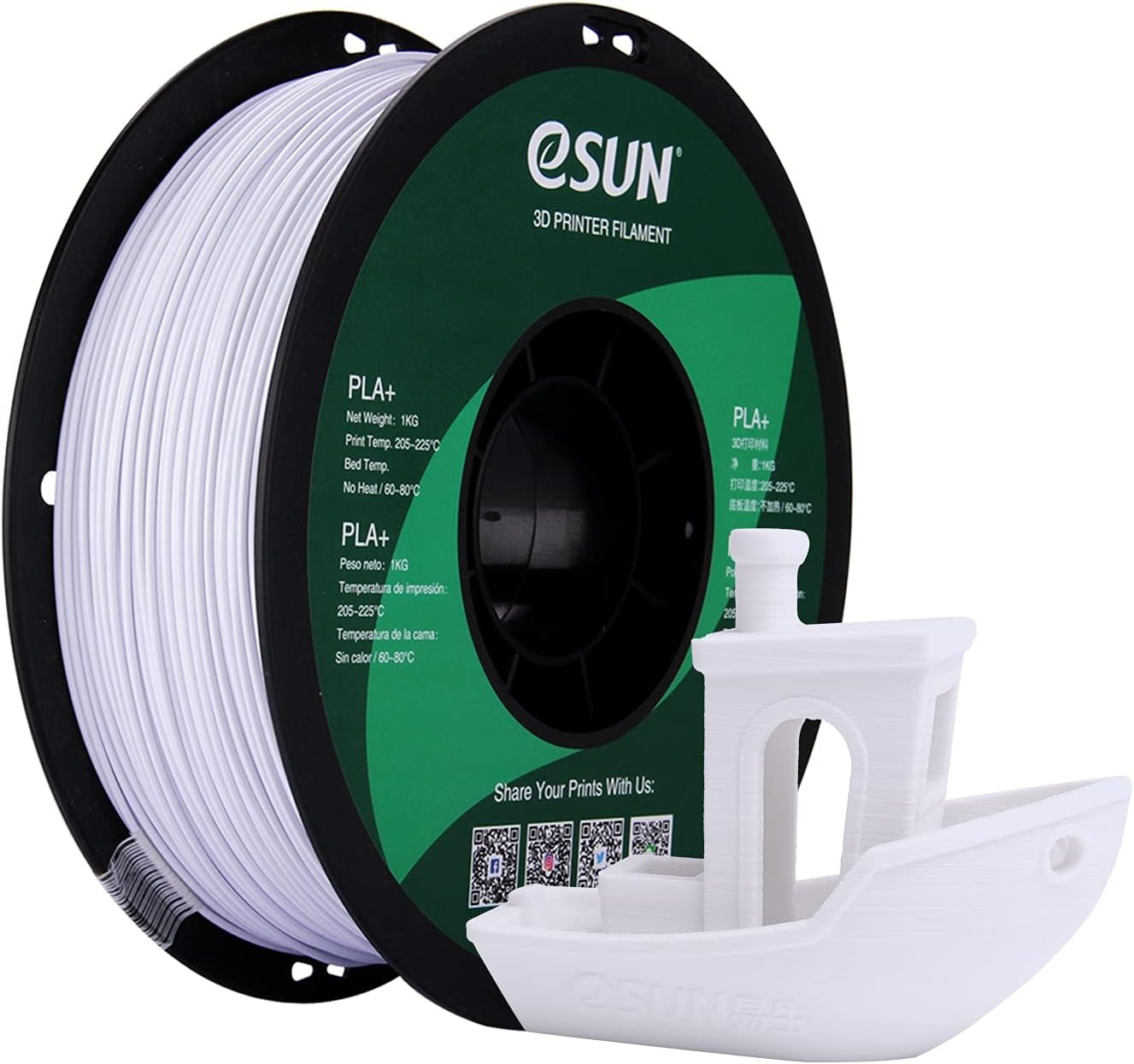 eSUN PLA+ Filament 1.75mm, Enhanced Toughness 3D Printer Filament PLA Plus, Dime...